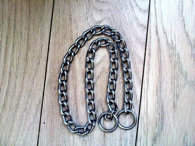 Obroża łańcuszek duży obwód oraz smycz i kolczatka