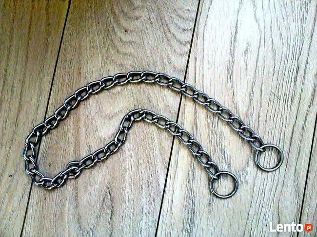 Obroża łańcuszek duży obwód oraz smycz i kolczatka