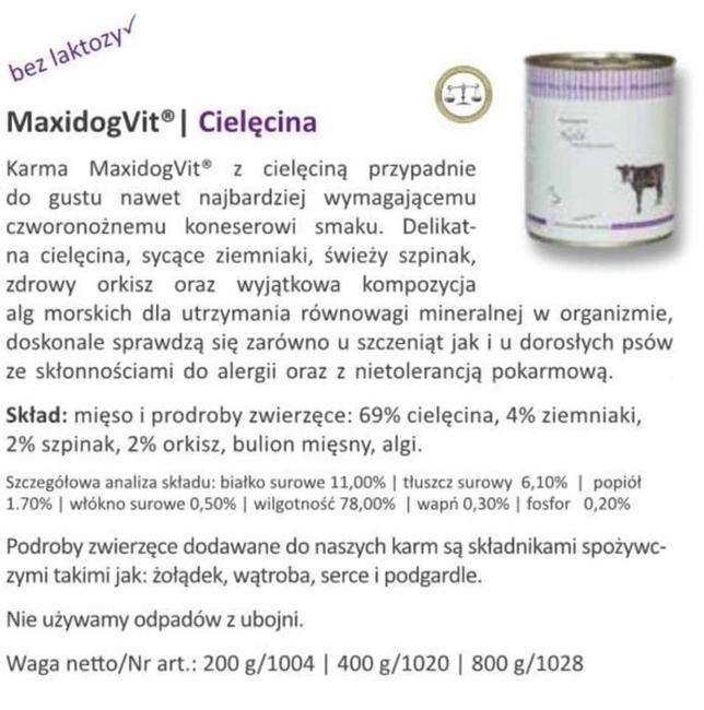 Karma mokra dla psów/ równowaga mineralna Reico VITAL