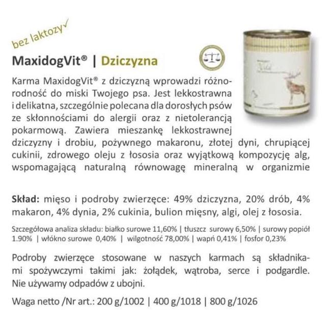 Karma mokra dla psów/ równowaga mineralna Reico VITAL