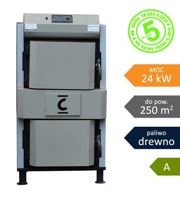 Kocioł zgazowujący drewno szczapy piec holzgas 20 kW 5 klasy