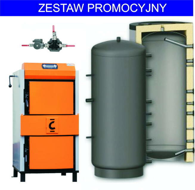 Kocioł zgazowujący drewno piec SIGMA 24 kW z buforem 800 l