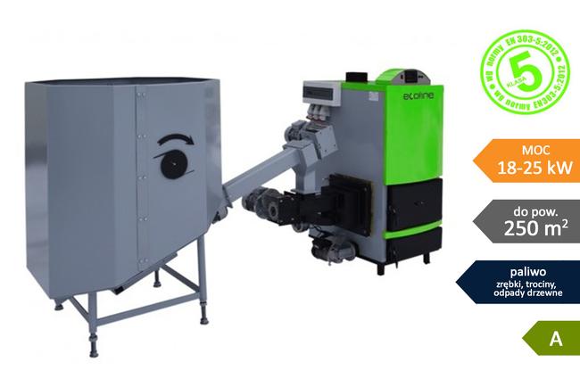 Piec Ecoline Bio - kotły na trociny PELLET zrębki 18-25 kW
