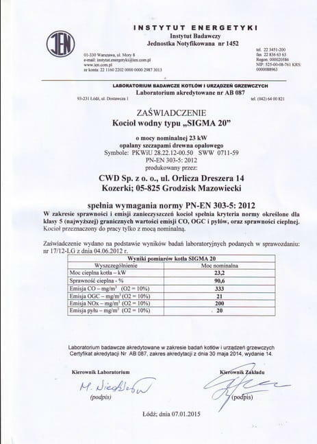 Kocioł zgazowujący drewno szczapy piec holzgas 20 kW 5 klasy