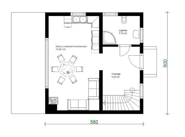 Projekt domu ZG111d - na zgłoszenie bez pozwolenia