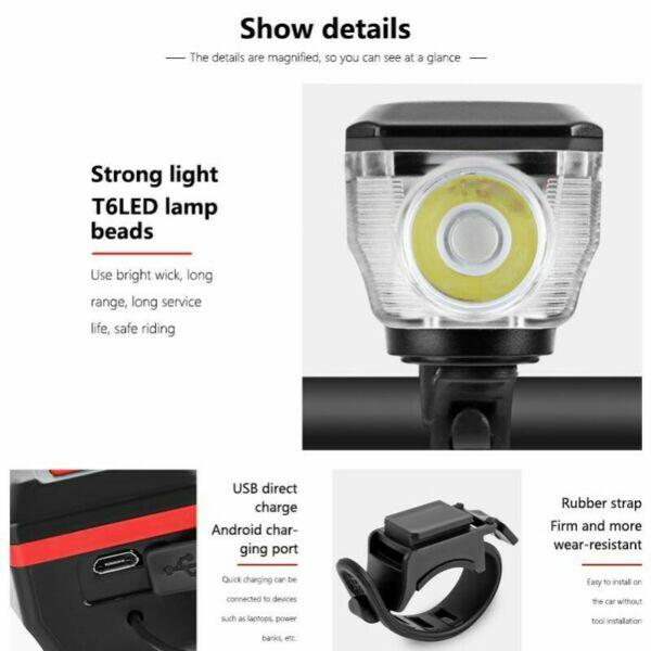 Hit Światło Rowerowe Przednie z Możliwością Ładowania Słońce