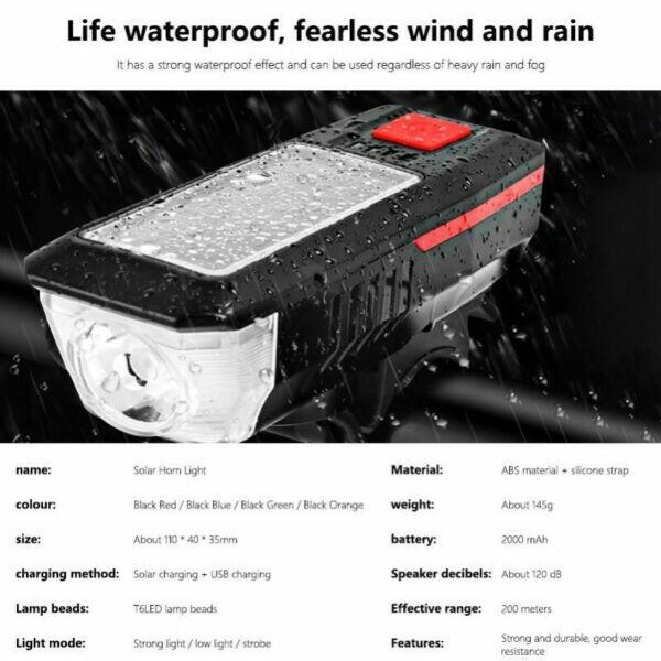 Hit Światło Rowerowe Przednie z Możliwością Ładowania Słońce