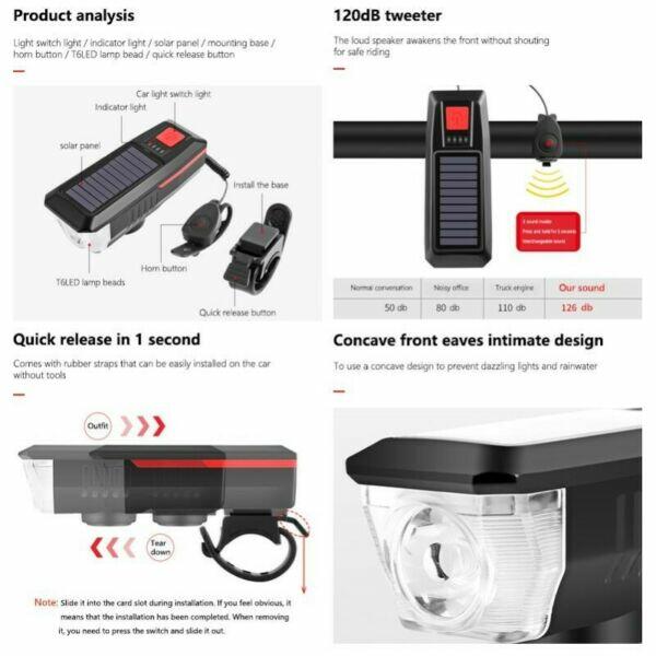 Hit Światło Rowerowe Przednie z Możliwością Ładowania Słońce