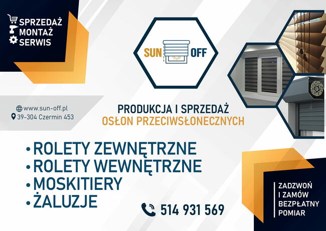ROLETY zewnętrzne, MOSKITIERY, żaluzje, ROLETY dzień noc