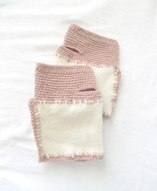 pastelowe mitenki, wełniane mitenki ecru