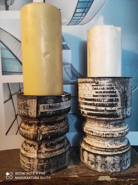 Dekoracje świeczniki toczone drewniane rękodzieło wyroby z d