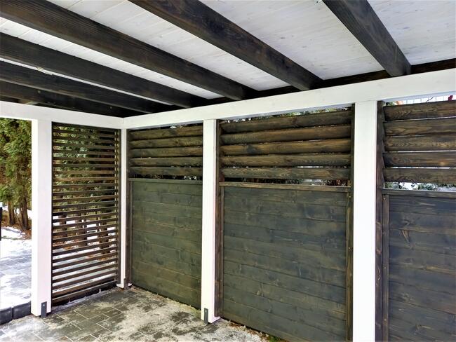 NOWOCZESNA altana ogrodowa biała szara rolety zadaszenie