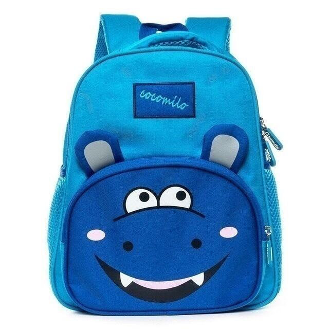 Plecak dla dziecka - wesoły hipopotam, niebieski-wakacje