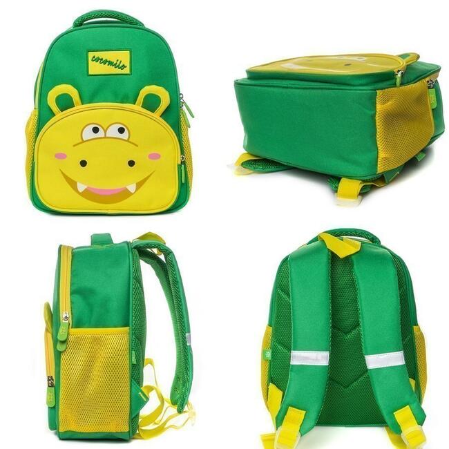 Plecak dla dziecka -wesoły hipopotam, zielony-wakacje
