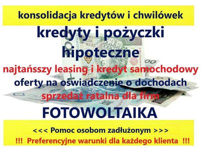 KREDYTY KONSOLIDACYJNE GOTÓWKOWE HIPOTECZNE LEASING OPŁATY