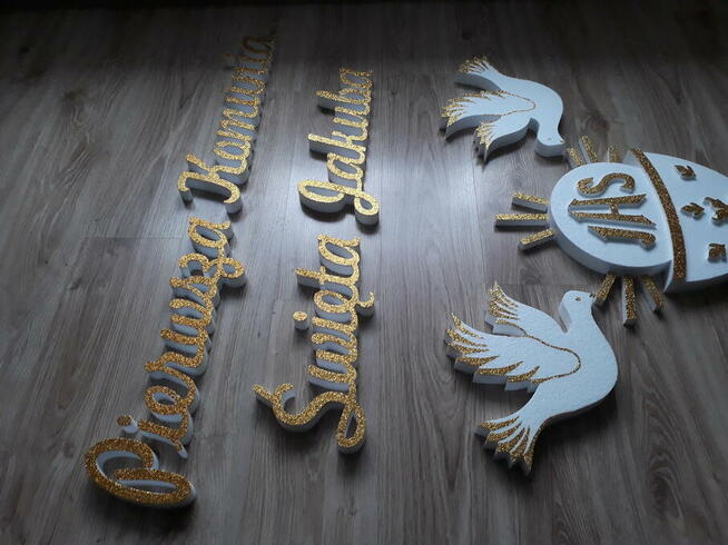 Kielich z hostią+2 gołąbki- dekoracja Pierwsza Komunia