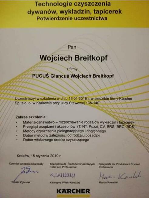 PUCUŚ Glancuś pranie Pranie wykładzin wielkopowierzchniowych