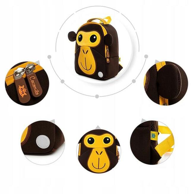 Plecak dziecięcy ze smyczką -wesoła małpka - na wakacje