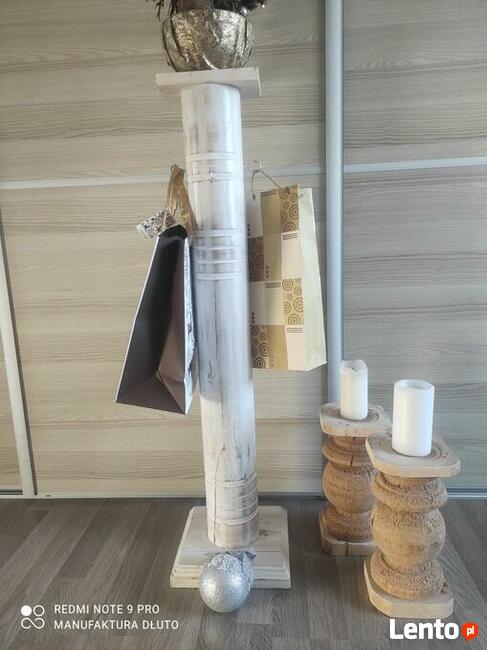 Świąteczny stojak prezent pod choinkę świecznik drewniany