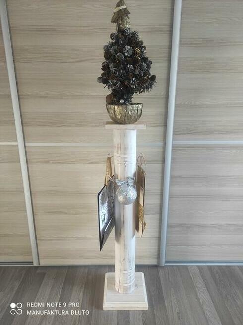 Świąteczny stojak prezent pod choinkę świecznik drewniany