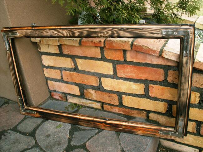 Stare okna, rama okienna retro loft lustro, zdjęcia 51x94