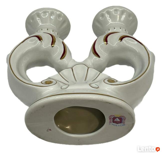 Podwójny porcelanowy świecznik Ćmielów