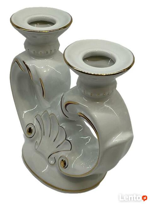 Podwójny porcelanowy świecznik Ćmielów