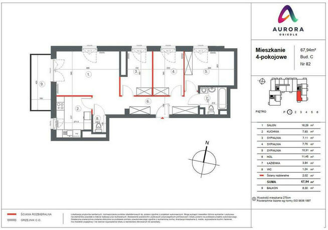 4 pokojowe mieszkanie Osiedle Aurora ul. Jutrzenki