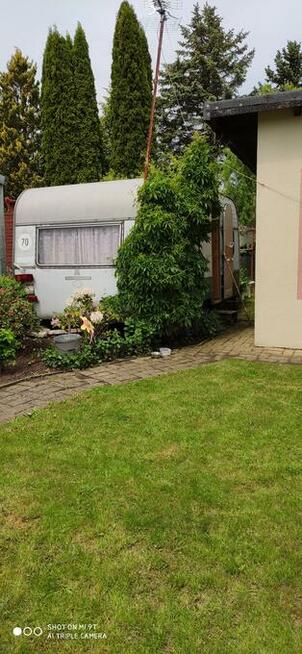 Działka rekreacyjna na ROD Janiska z murowanym domkiem