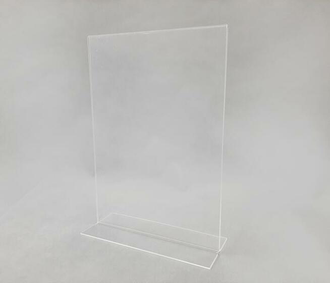 Akrylowy stojak informacyjny typu T na ulotkę A4