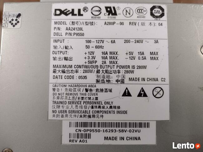 Zasilacz DELL AA241120L A280P-00 280W