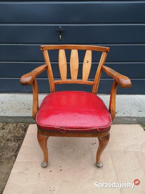 Stary fotel ,krzesło Art Deco skóra