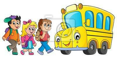 Opiekunka w czasie przewozu dzieci do i ze szkoły busem.