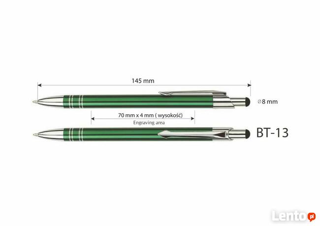 długopisy metalowe touch pen z grawerem 100 szt. różne kolor