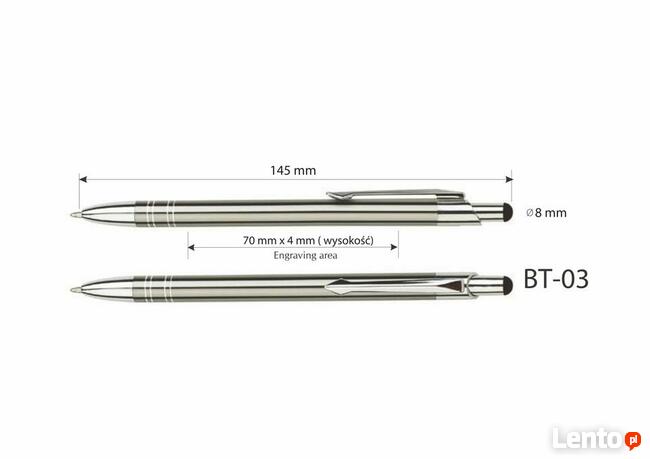 długopisy metalowe touch pen z grawerem 100 szt. różne kolor