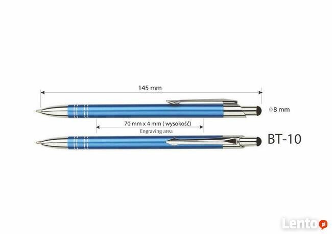 długopisy metalowe touch pen z grawerem 100 szt. różne kolor