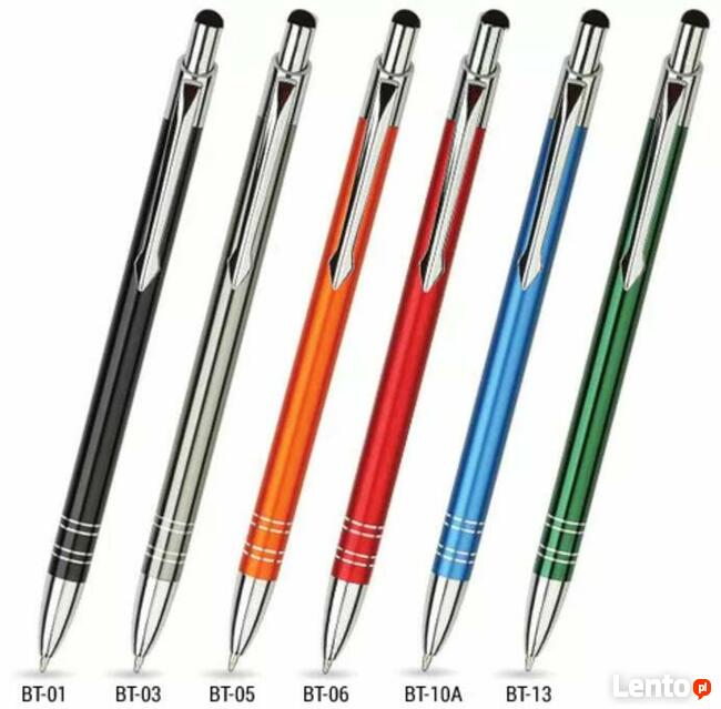 długopisy metalowe touch pen z grawerem 100 szt. różne kolor