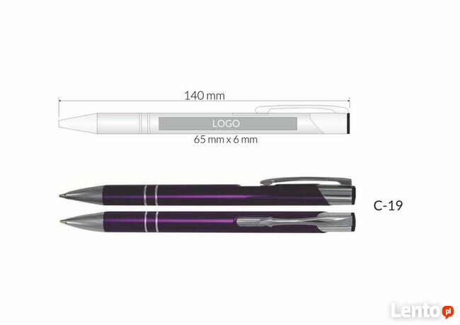 długopisy metalowe cosmo z grawerem 100 szt. różne kolory