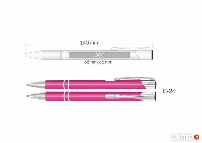 długopisy metalowe cosmo z grawerem 100 szt. różne kolory