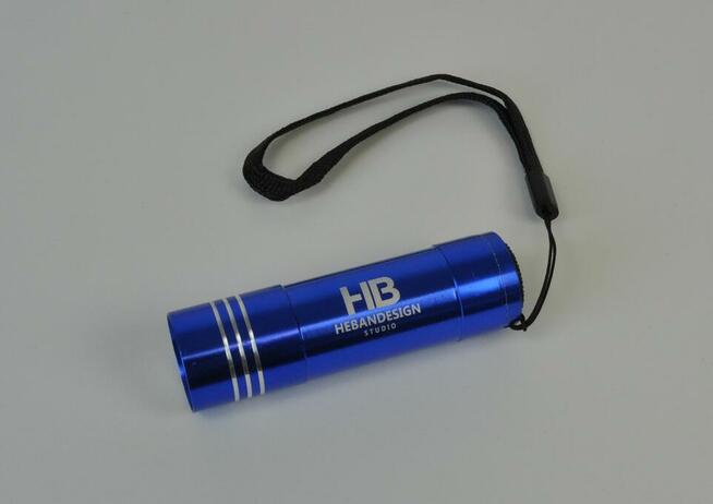 Latarka LED z logo, grawer różne kolory 50 szt.