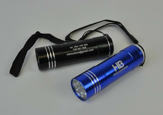 Latarka LED z logo, grawer różne kolory 50 szt.