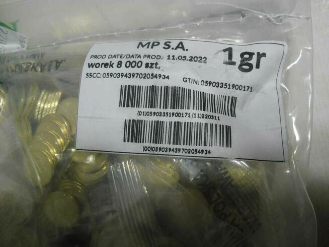 Worek bankowy - woreczek - 1 grosz 2022r. x 80 x 100 szt.