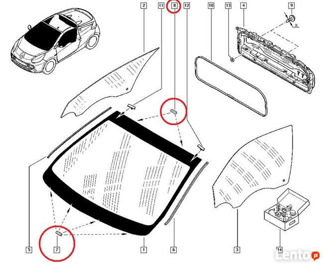 Stoper dystans guma blokada szyby Renault Dacia 903562759R