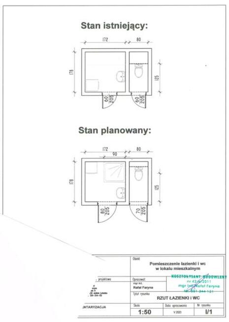 Inwentaryzacja budynku, projekt zamienny, rzuty / szkice