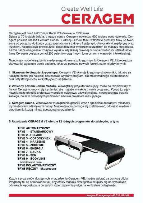 masaże na łózkach CERAGEM w Olkuszu