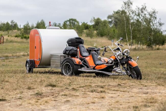 przyczepa kempingowa do motocykla, lekka, masa własna 300 kg