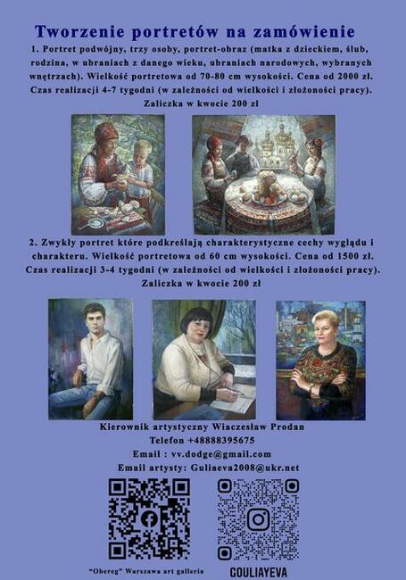 Malarstwo, portrety na zamówienie. Oryginalna, autorska tech.