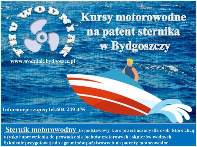 Patent sternika motorowodnego , kurs i egzamin w Bydgoszczy
