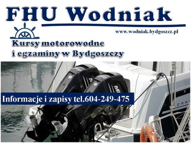 Patent sternika motorowodnego , kurs i egzamin w Bydgoszczy