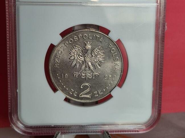 1995r. Moneta 2zł Katyń, mennicza w slabie.
